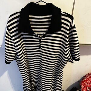 CIDER Plus Knit Striped Collar Mini Dress